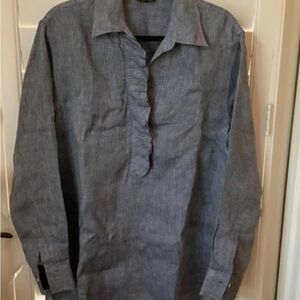 Loro Piana Linen Ruffle Front Tunic
